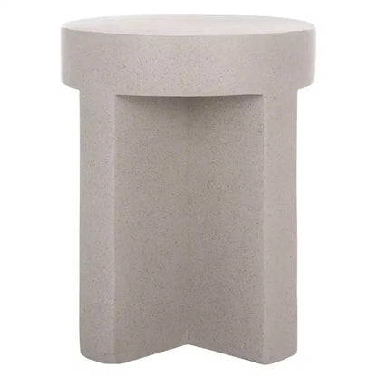 Round Accent Table ¨C White Sculptural Cross Base, Modern Indoor Design