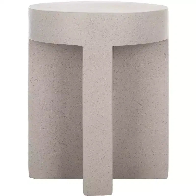 Round Accent Table ¨C White Sculptural Cross Base, Modern Indoor Design ¨C immagine prodotto 1