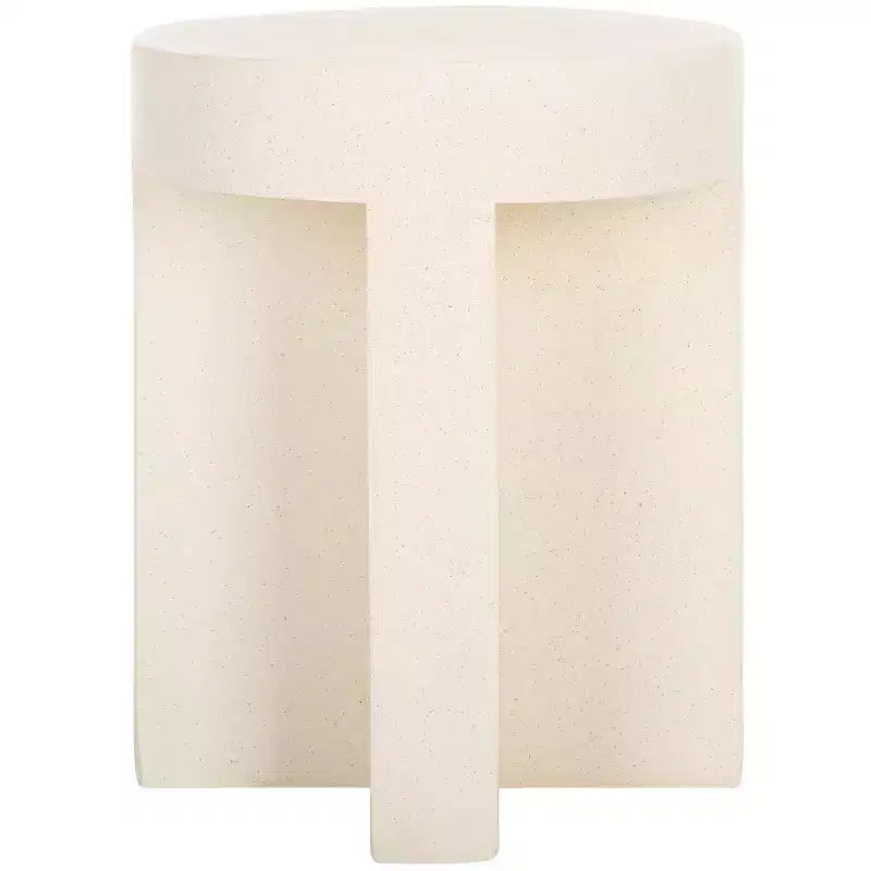 Round Accent Table ¨C White Sculptural Cross Base, Modern Indoor Design