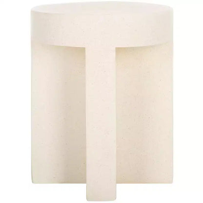 Round Accent Table ¨C White Sculptural Cross Base, Modern Indoor Design