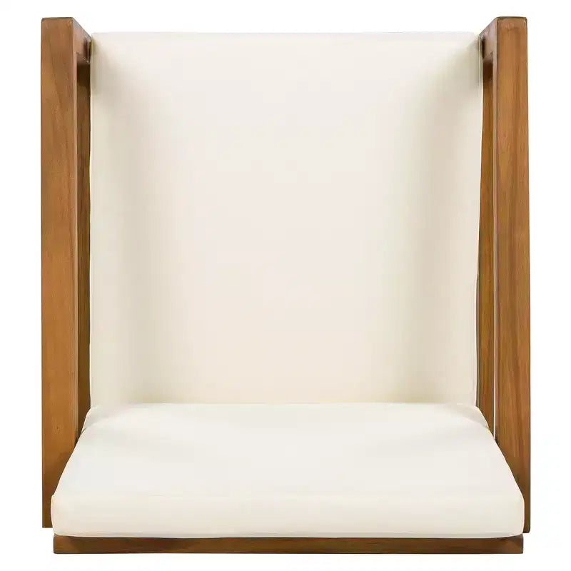 ModernLuxe — Ensemble de repas extérieur 5 pièces avec 4 fauteuils et 1 table pour jardin, balcon, arrière-cour, cadre en bois d'acacia, beige + naturel