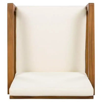 ModernLuxe — Ensemble de repas extérieur 5 pièces avec 4 fauteuils et 1 table pour jardin, balcon, arrière-cour, cadre en bois d'acacia, beige + naturel
