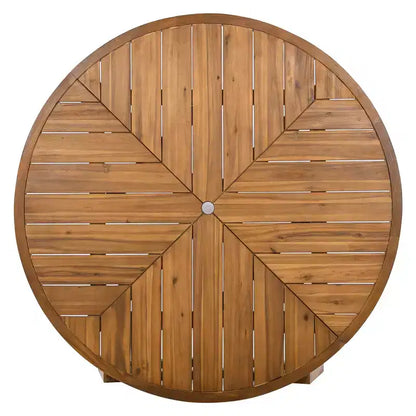 ModernLuxe — Ensemble de repas extérieur 5 pièces avec 4 fauteuils et 1 table pour jardin, balcon, arrière-cour, cadre en bois d'acacia, beige + naturel