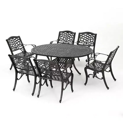 Christopher Knight Home Windley Set da Pranzo Espandibile da Esterno a 7 Pezzi in Alluminio