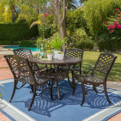 Christopher Knight Home Windley Outdoor Aluminum 5 Piece Expandable Dining Set