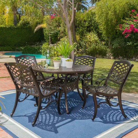Christopher Knight Home Windley Outdoor Aluminum 5 Piece Expandable Dining Set