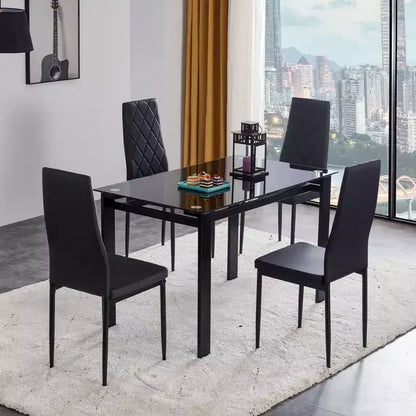 MAYEERTY 7-piece Dining Set - Rectangular Wood Table & 6 Upholstered Chairs for Family Gatherings