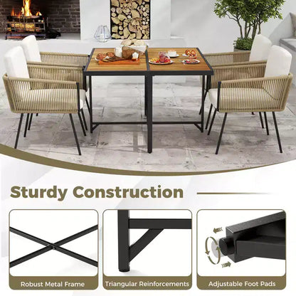 Costway Set da Pranzo da Giardino 5 Pezzi Tavolo Rettangolare e Sedie per Esterni