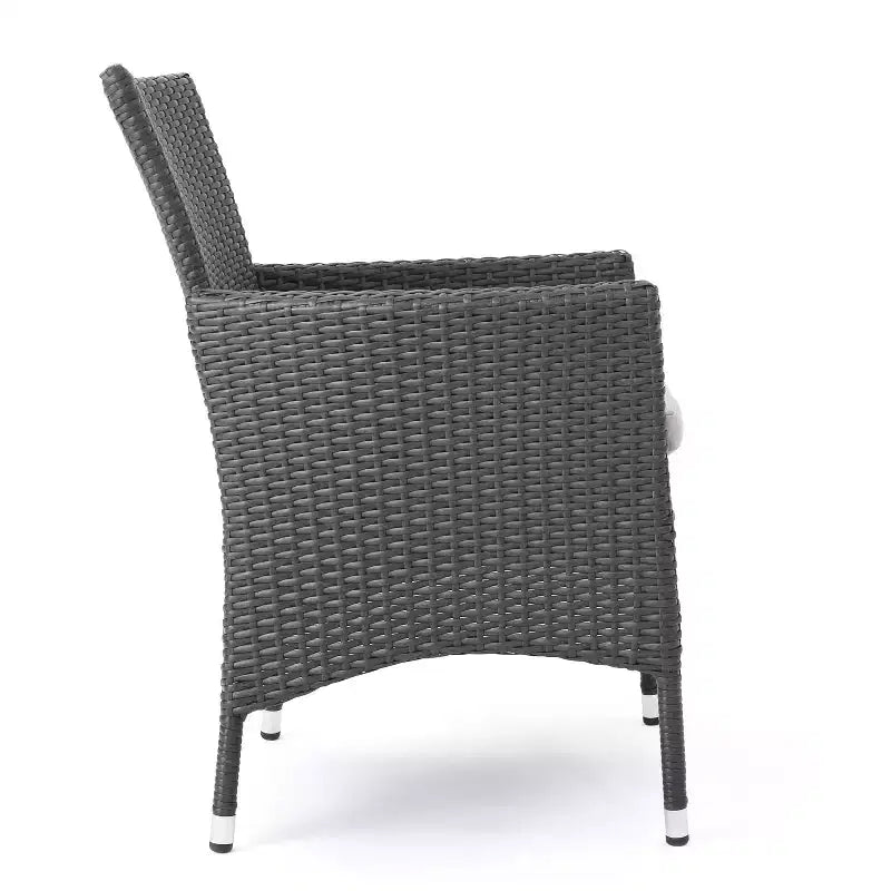 Christopher Knight Home Moralis, ensemble repas 7 pièces d'extérieur en bois d'acacia et osier avec coussins