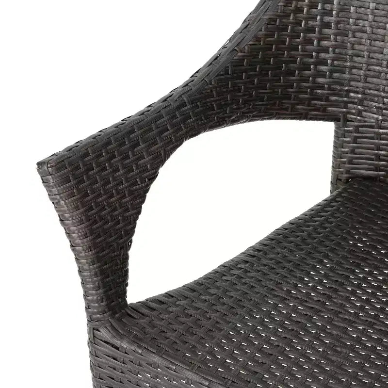GDFStudio Blythe Set da pranzo da 5 pezzi in vimini e vetro temperato per esterni