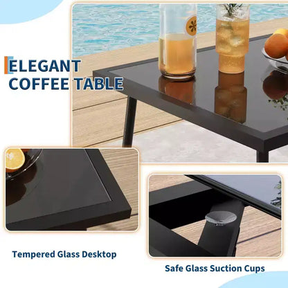 Ensemble de conversation d'extérieur 4 pièces, ensemble table et chaises d'extérieur en textilène résistant aux intempéries, petit mobilier de terrasse pour balcon et jardin