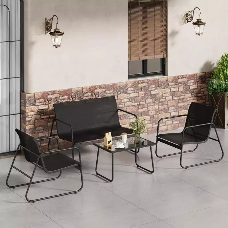 Ensemble de conversation d'extérieur 4 pièces, ensemble table et chaises d'extérieur en textilène résistant aux intempéries, petit mobilier de terrasse pour balcon et jardin