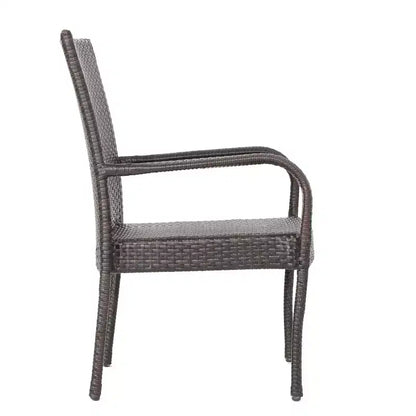 GDFStudio Set da Pranzo da Esterno in Rattan a 7 Pezzi Slate con Sedie Impilabili