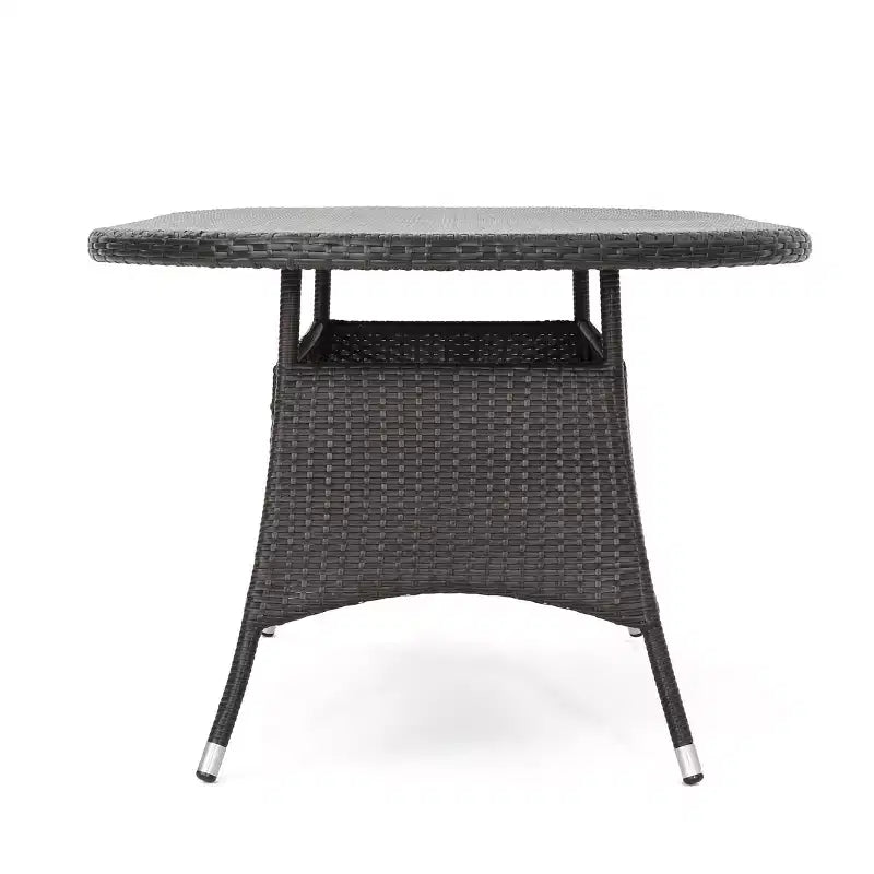 GDFStudio Set da Pranzo da Esterno in Rattan a 7 Pezzi Slate con Sedie Impilabili