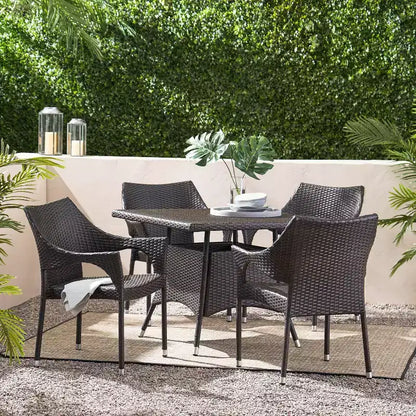 Set da pranzo GDFStudio Ronnie per esterno in vimini e ferro, 5 pezzi