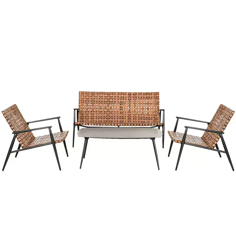 GRANDPATIO Gruppo Salotto in Vimini per 4 Persone in Metallo