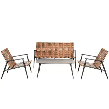 GRANDPATIO Gruppo Salotto in Vimini per 4 Persone in Metallo