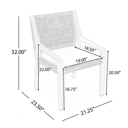 NAYSAYE Ensembles de salle à manger d'extérieur en bois d'acacia et osier avec coussins pour jardin et terrasse, marron et crème, 23.5*21.25*32
