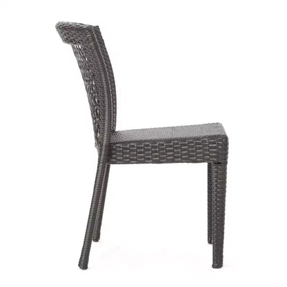 GDFStudio Holmes Set da Pranzo da Esterno in Vimini a 5 Pezzi con Tavolo Rotondo e Foro per Ombrellone