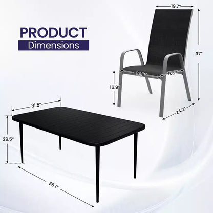 Set da pranzo da esterno Hyleory Elegant 5 pezzi con sedie impilabili e tavolo da pranzo in ferro