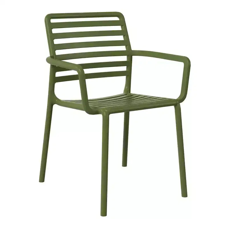 WestinTrends Playa Set Tavolo da Pranzo da 5 Pezzi per Interni ed Esterni in Metallo con Sedie da Giardino Impilabili in Plastica con Braccioli