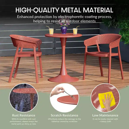 WestinTrends Playa Set Tavolo da Pranzo da 5 Pezzi per Interni ed Esterni in Metallo con Sedie da Giardino Impilabili in Plastica con Braccioli