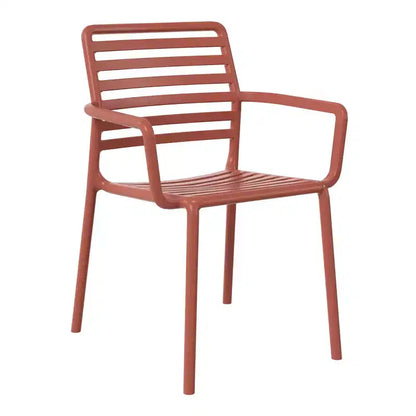 WestinTrends Playa Set Tavolo da Pranzo da 5 Pezzi per Interni ed Esterni in Metallo con Sedie da Giardino Impilabili in Plastica con Braccioli