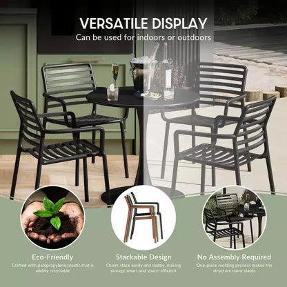 WestinTrends Playa Set Tavolo da Pranzo da 5 Pezzi per Interni ed Esterni in Metallo con Sedie da Giardino Impilabili in Plastica con Braccioli