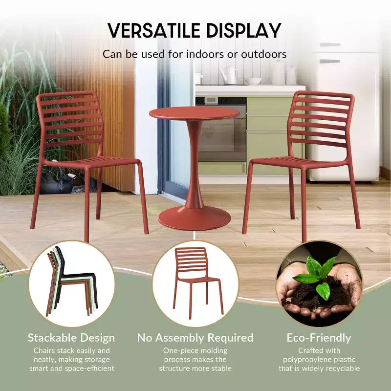 Ensemble de salle à manger d'extérieur et d'intérieur WestinTrends Playa 5 pièces avec table en métal et chaises d'appoint empilables en plastique