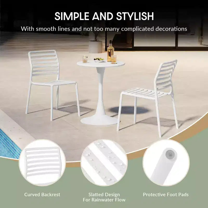 Ensemble de salle à manger d'extérieur et d'intérieur WestinTrends Playa 5 pièces avec table en métal et chaises d'appoint empilables en plastique