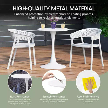 Ensemble de salle à manger d'extérieur et d'intérieur WestinTrends Playa 5 pièces avec table en métal et chaises d'appoint empilables en plastique