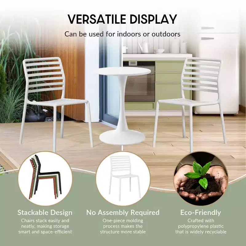 Ensemble de salle à manger d'extérieur et d'intérieur WestinTrends Playa 5 pièces avec table en métal et chaises d'appoint empilables en plastique