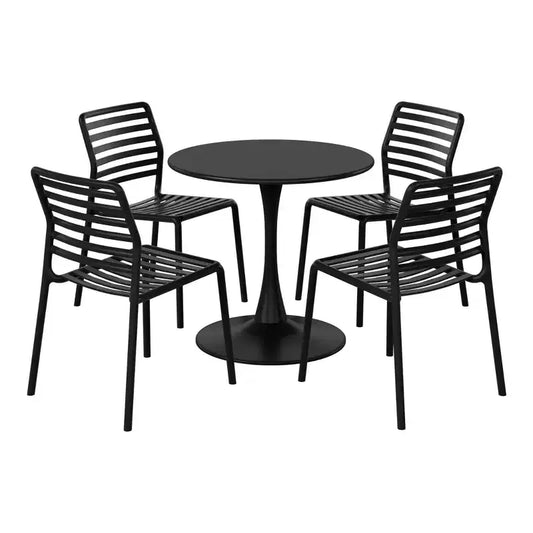 WestinTrends Playa 5-Piece Outdoor Indoor Metal Patio Dining Table Set With Stackable Plastic Patio Side Chairs