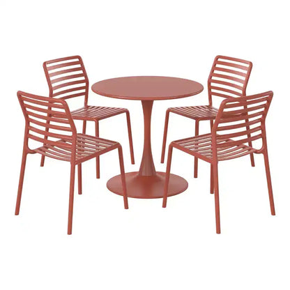 Ensemble de salle à manger d'extérieur et d'intérieur WestinTrends Playa 5 pièces avec table en métal et chaises d'appoint empilables en plastique