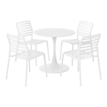 Ensemble de salle à manger d'extérieur et d'intérieur WestinTrends Playa 5 pièces avec table en métal et chaises d'appoint empilables en plastique