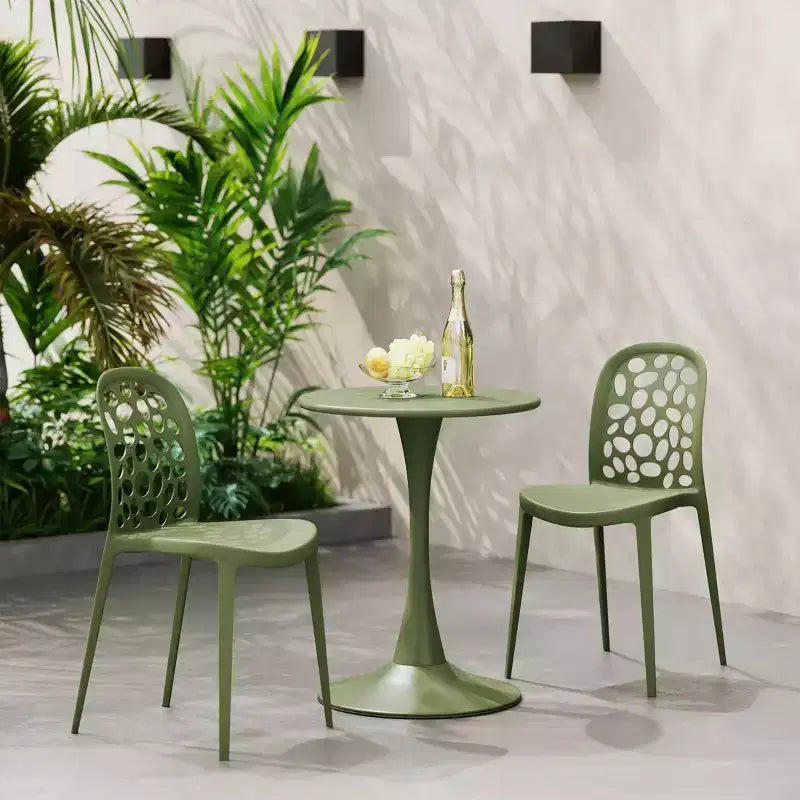 Ensemble de table à manger de patio en métal 3 pièces WestinTrends Playa pour l'extérieur et l'intérieur avec chaises de patio en polypropylène empilables