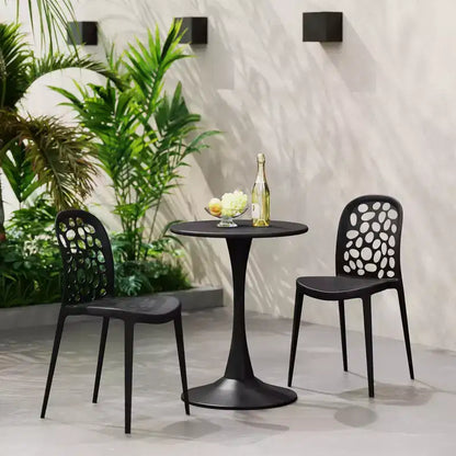 Ensemble de table à manger de patio en métal 3 pièces WestinTrends Playa pour l'extérieur et l'intérieur avec chaises de patio en polypropylène empilables