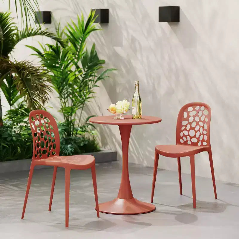 Ensemble de table à manger de patio en métal 3 pièces WestinTrends Playa pour l'extérieur et l'intérieur avec chaises de patio en polypropylène empilables