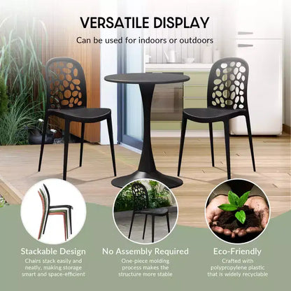 Ensemble de table à manger de patio en métal 3 pièces WestinTrends Playa pour l'extérieur et l'intérieur avec chaises de patio en polypropylène empilables