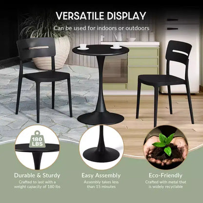 Ensemble de table à manger de patio en métal 3 pièces WestinTrends Playa pour l'extérieur et l'intérieur avec chaises de patio en polypropylène empilables
