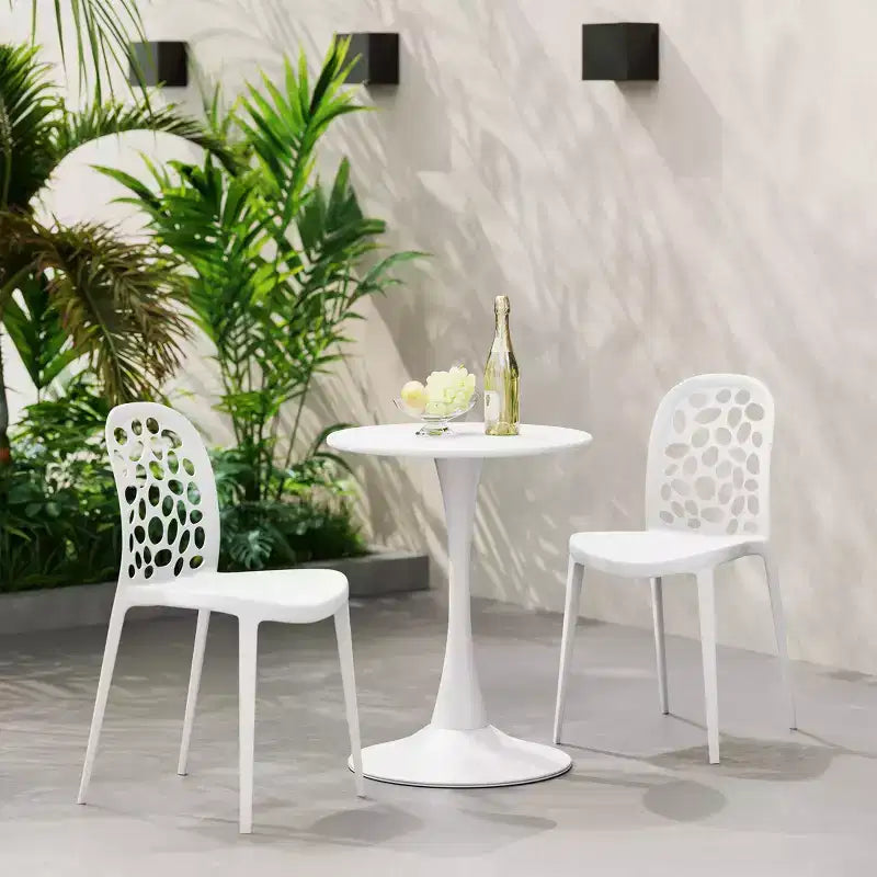 Ensemble de table à manger de patio en métal 3 pièces WestinTrends Playa pour l'extérieur et l'intérieur avec chaises de patio en polypropylène empilables