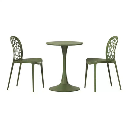 Ensemble de table à manger de patio en métal 3 pièces WestinTrends Playa pour l'extérieur et l'intérieur avec chaises de patio en polypropylène empilables