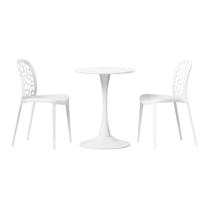 Ensemble de table à manger de patio en métal 3 pièces WestinTrends Playa pour l'extérieur et l'intérieur avec chaises de patio en polypropylène empilables