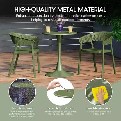 Ensemble de table à manger de patio ronde en métal 5 pièces d'intérieur/extérieur WestinTrends Playa avec chaises de patio empilables
