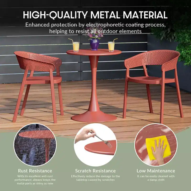 Ensemble de table à manger de patio ronde en métal 5 pièces d'intérieur/extérieur WestinTrends Playa avec chaises de patio empilables