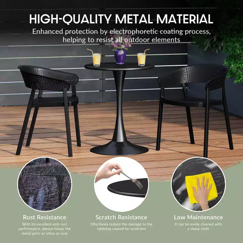 Ensemble de table à manger de patio ronde en métal 5 pièces d'intérieur/extérieur WestinTrends Playa avec chaises de patio empilables