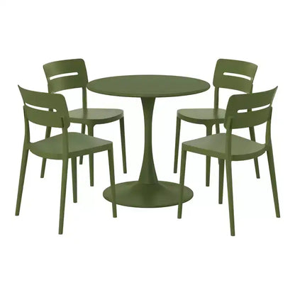 Ensemble de table à manger de patio ronde en métal 5 pièces d'intérieur/extérieur WestinTrends Playa avec chaises de patio empilables