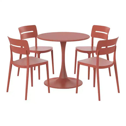 Ensemble de table à manger de patio ronde en métal 5 pièces d'intérieur/extérieur WestinTrends Playa avec chaises de patio empilables
