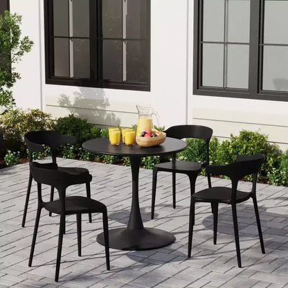 WestinTrends Playa Set Tavolo da Pranzo da Esterno in Metallo a 5 Pezzi con Sedie da Giardino Impilabili