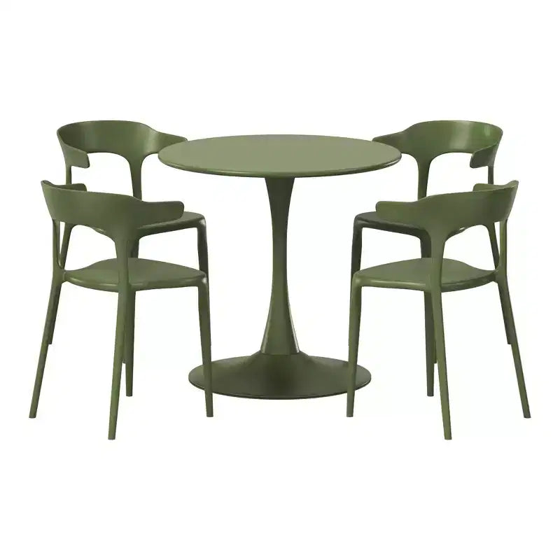WestinTrends Playa Set Tavolo da Pranzo da Esterno in Metallo a 5 Pezzi con Sedie da Giardino Impilabili
